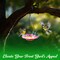 G128 Hanging Glass Bird Bath Outdoor Bird Feeder 8-inch for Garden Decoration Pink Flower Design